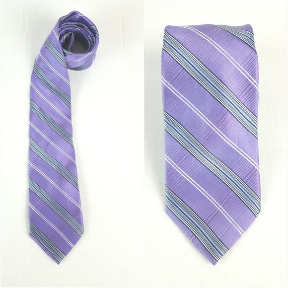 MICHEAL KORS| Purple Stripe Silk Tie